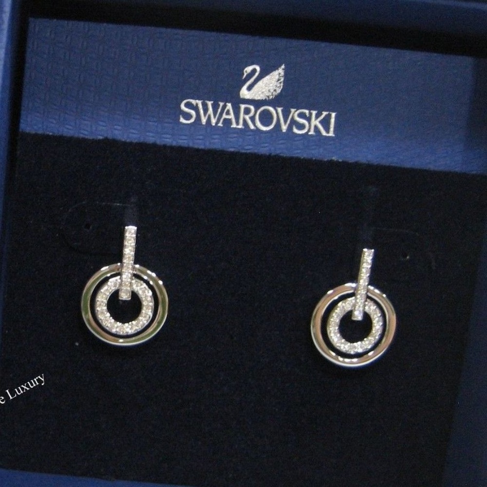 NEW CIRCLE MINI PIERCED‎ EARRINGS, WHITE, RHODIUM